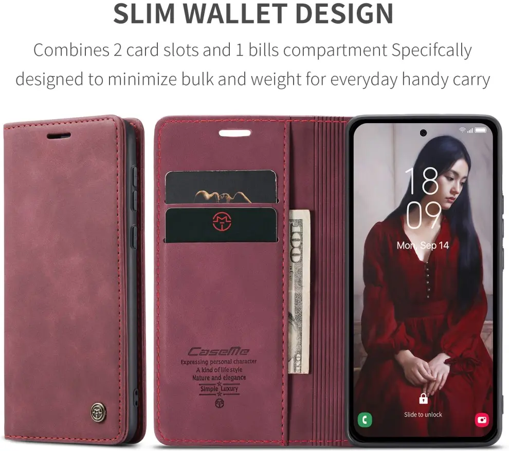 CaseMe 013 Samsung Galaxy A56 Hoesje Book Case met Standaard Rood afbeelding 11