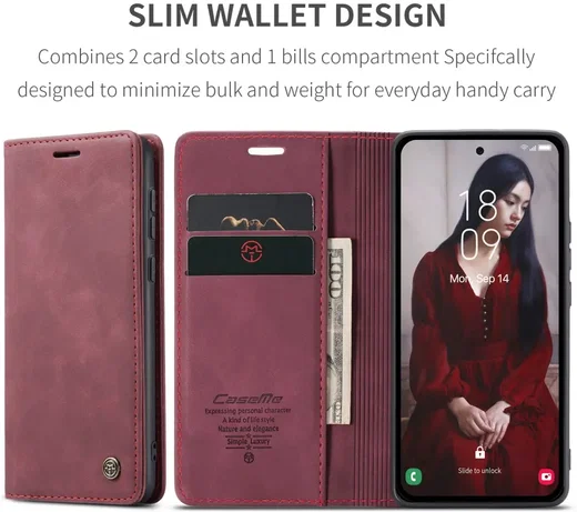 CaseMe 013 Samsung Galaxy A56 Hoesje Book Case met Standaard Rood afbeelding 11