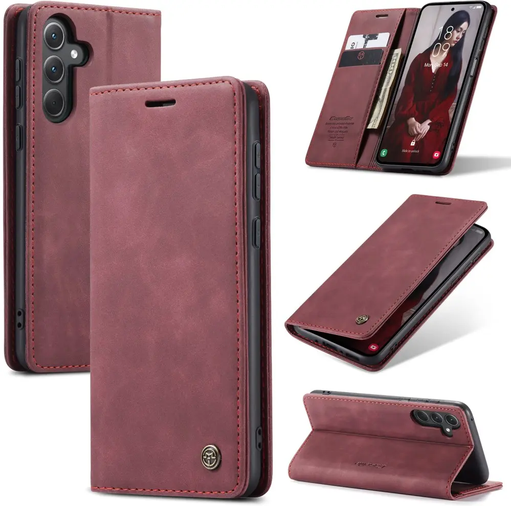 CaseMe 013 Samsung Galaxy A56 Hoesje Book Case met Standaard Rood afbeelding 2