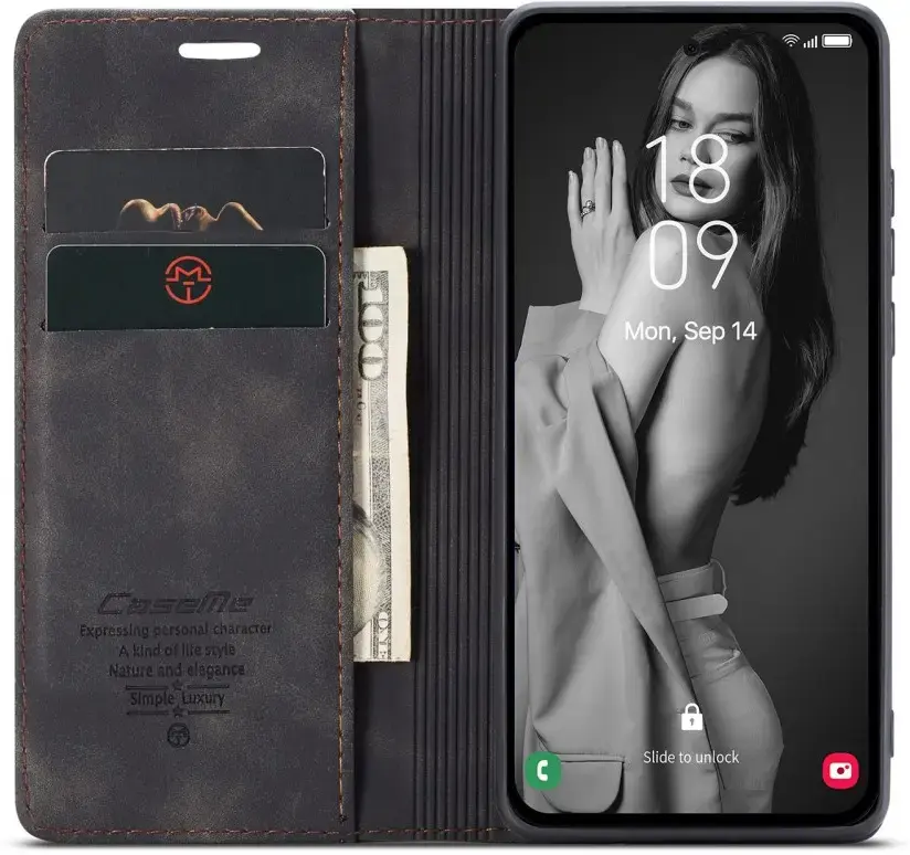 CaseMe 013 Samsung Galaxy A36 Hoesje Book Case met Standaard Zwart afbeelding 1