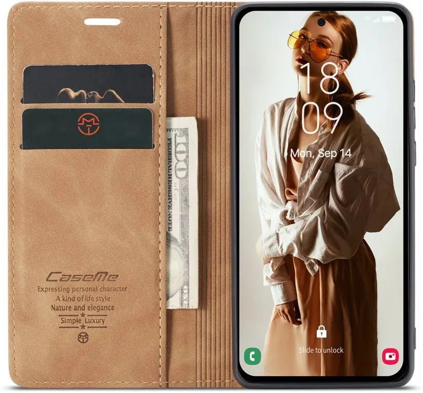 CaseMe 013 Samsung Galaxy A36 Hoesje Book Case met Standaard Bruin afbeelding 1