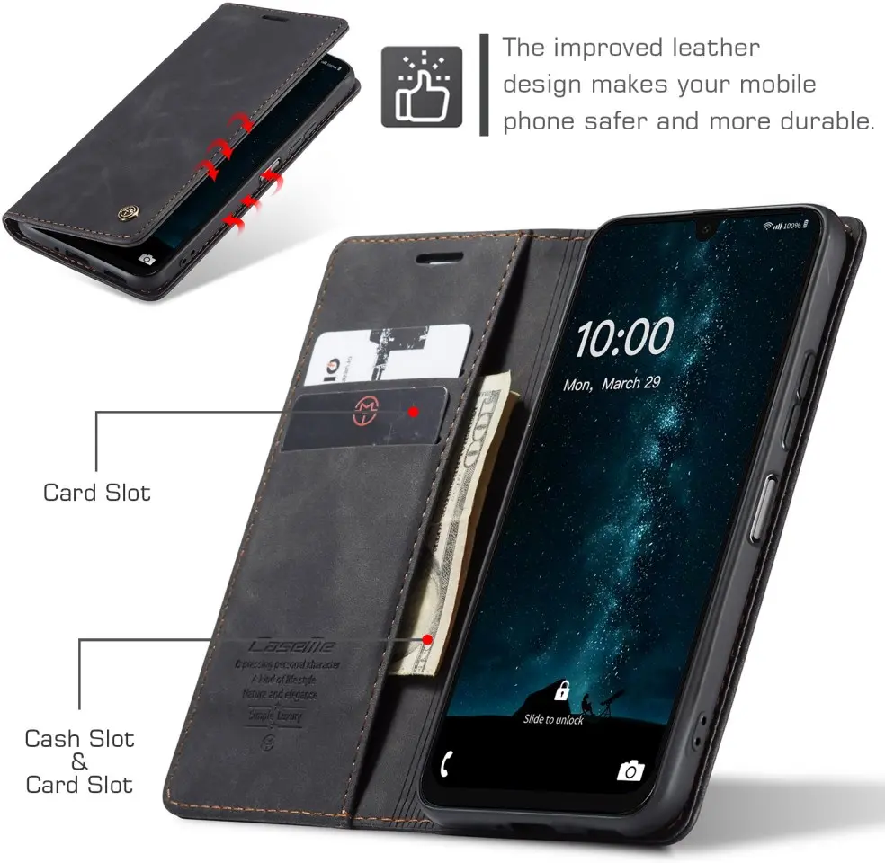 CaseMe 013 Samsung Galaxy A26 Hoesje Book Case met Standaard Zwart afbeelding 7