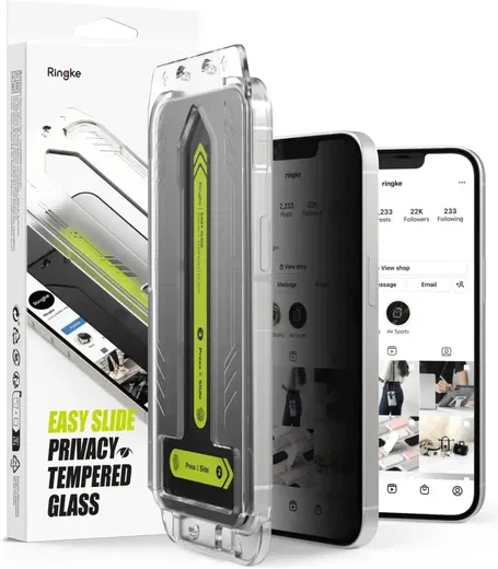 Ringke Easy Slide Privacy iPhone 16e/14/13/13 Pro Screen Protector Jig 2-Pack afbeelding 1