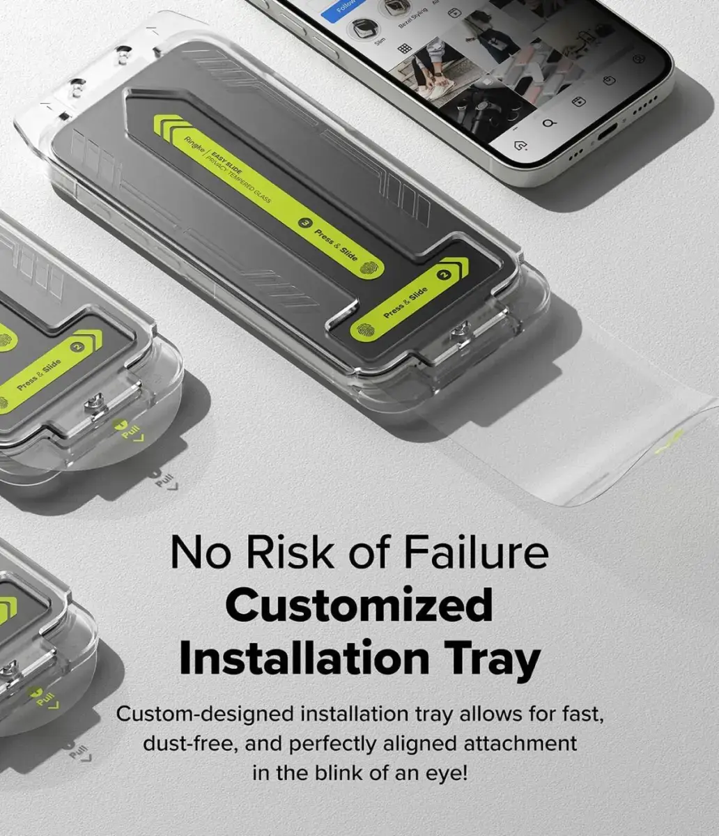 Ringke Easy Slide Privacy iPhone 16e/14/13/13 Pro Screen Protector Jig 2-Pack afbeelding 5