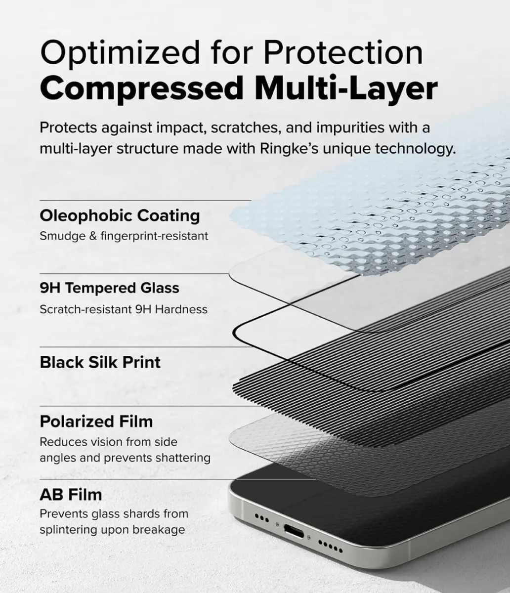 Ringke Easy Slide Privacy iPhone 16e/14/13/13 Pro Screen Protector Jig 2-Pack afbeelding 7