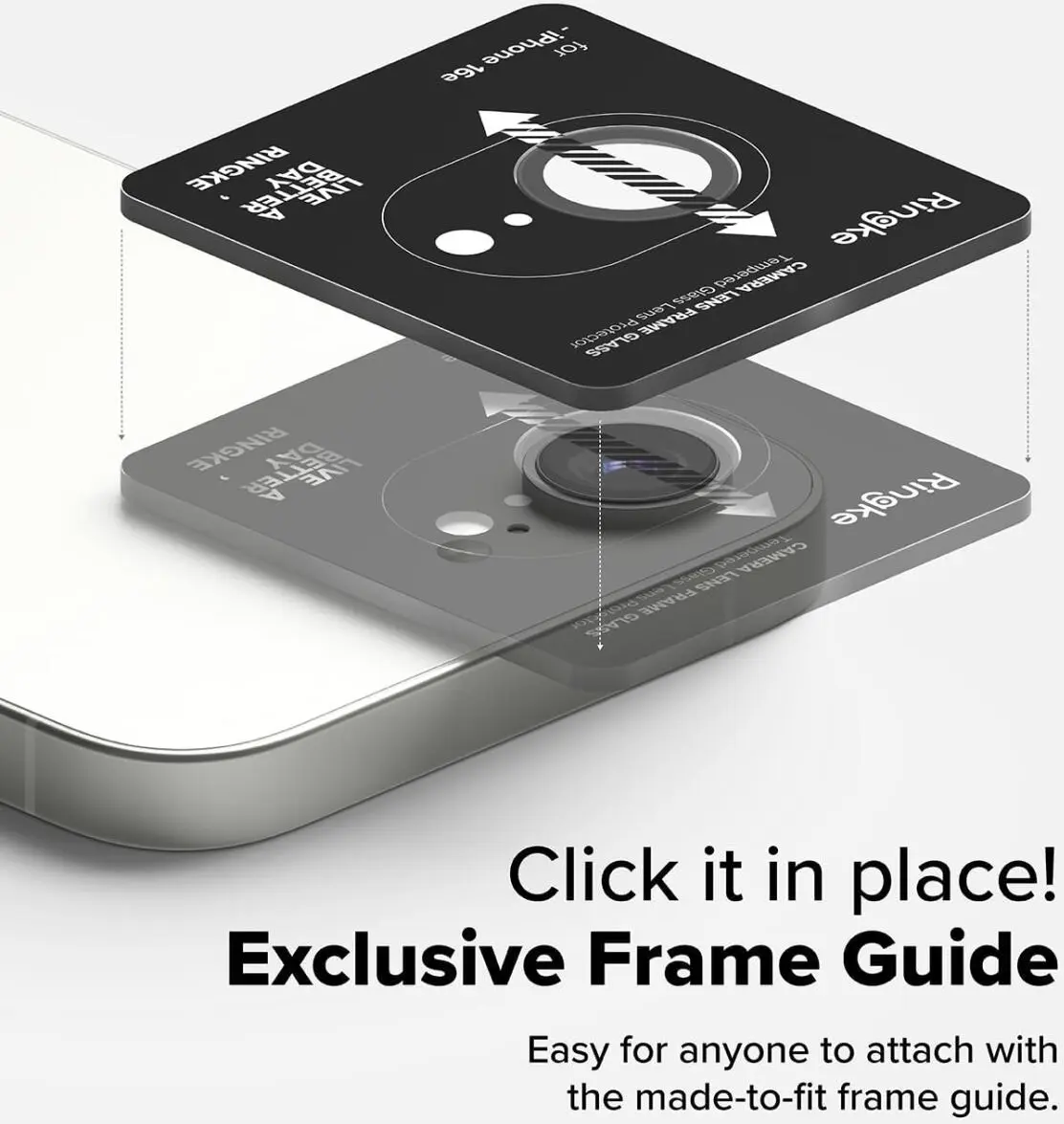 Ringke Frame Glass Apple iPhone 17e / 16e Camera Protector Zwart (2-Pack) afbeelding 4