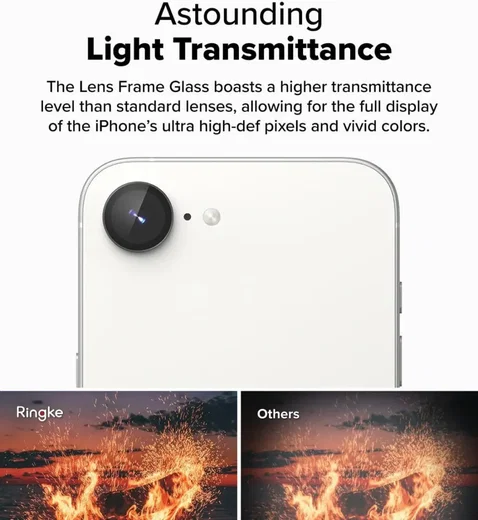 Ringke Frame Glass Apple iPhone 17e / 16e Camera Protector Zwart (2-Pack) afbeelding 5