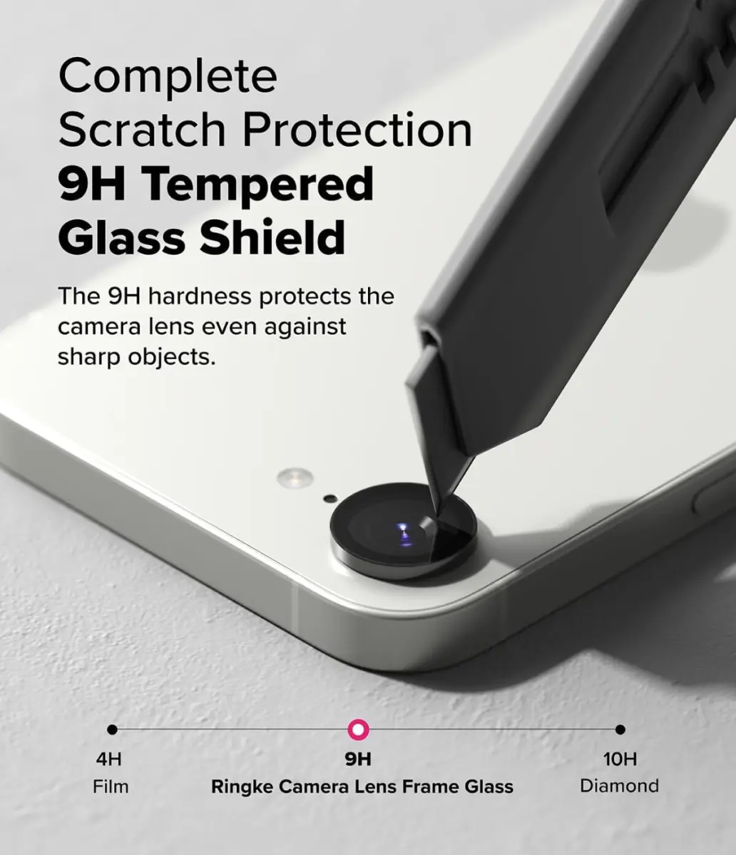 Ringke Frame Glass Apple iPhone 17e / 16e Camera Protector Zwart (2-Pack) afbeelding 6