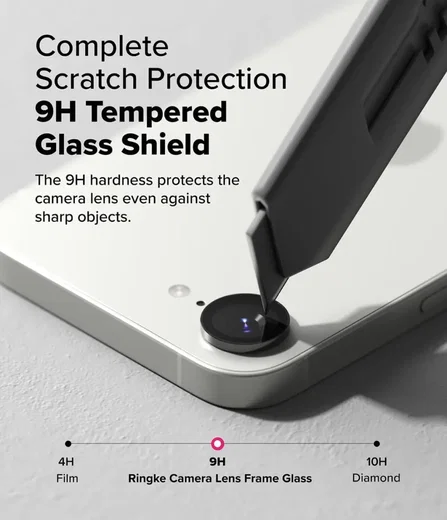 Ringke Frame Glass Apple iPhone 17e / 16e Camera Protector Zwart (2-Pack) afbeelding 6