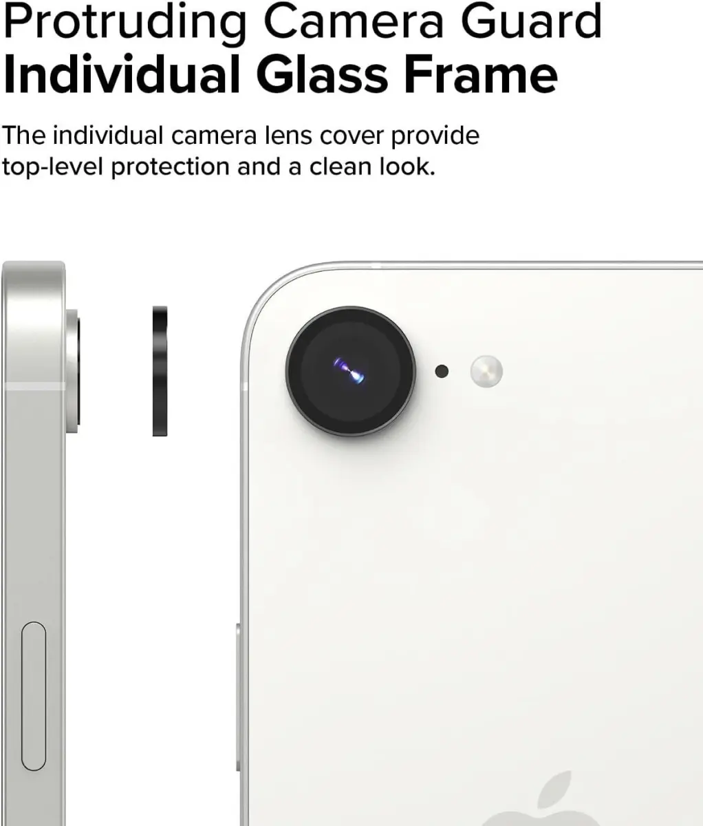 Ringke Frame Glass Apple iPhone 17e / 16e Camera Protector Zwart (2-Pack) afbeelding 7