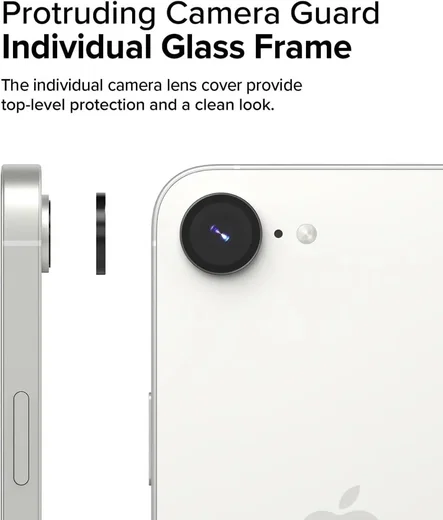 Ringke Frame Glass Apple iPhone 17e / 16e Camera Protector Zwart (2-Pack) afbeelding 7