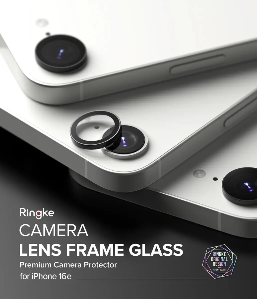 Ringke Frame Glass Apple iPhone 17e / 16e Camera Protector Zwart (2-Pack) afbeelding 8