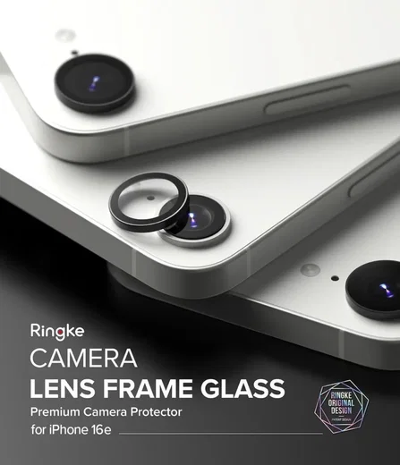 Ringke Frame Glass Apple iPhone 17e / 16e Camera Protector Zwart (2-Pack) afbeelding 8