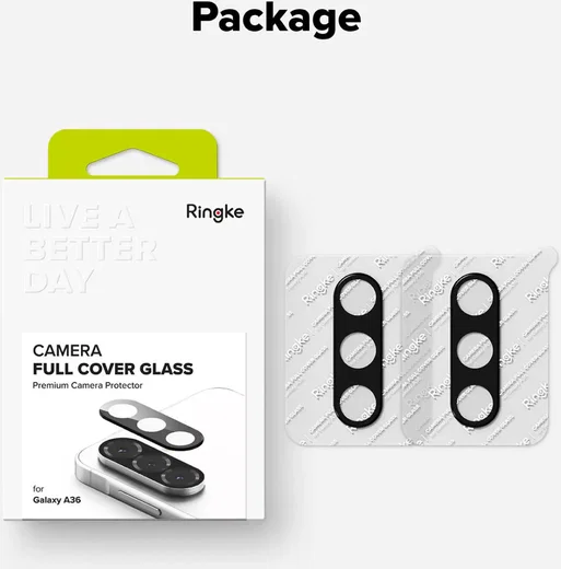 Ringke Full Cover Glass Samsung Galaxy A36 Camera Protector Glas (2-Pack) afbeelding 14