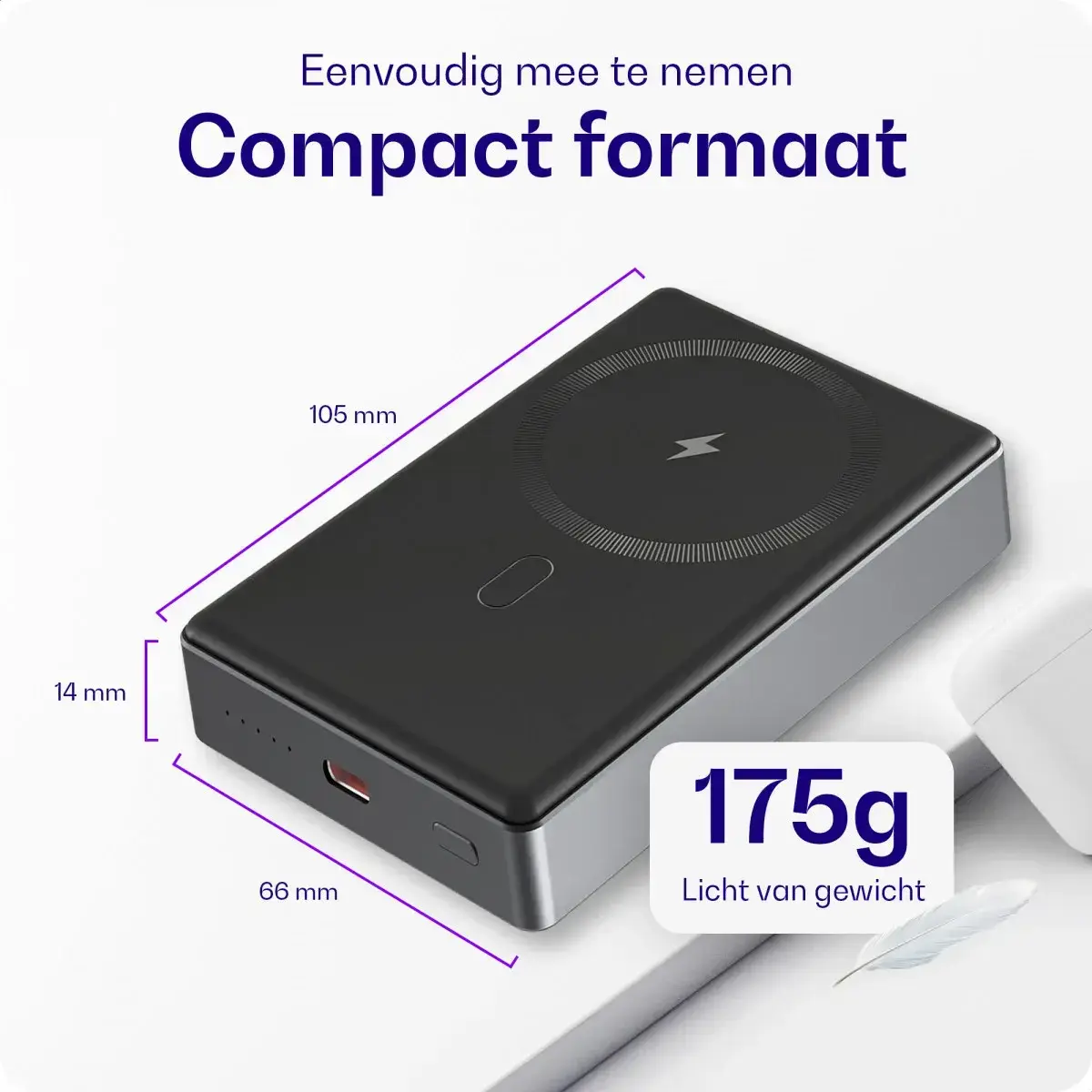 Buddi Connect 10.000 mAh MagSafe Powerbank Duo Pack Zwart 20W afbeelding 9