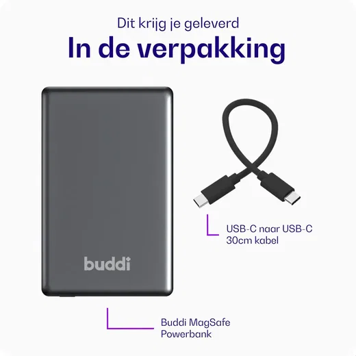 Buddi Connect 10.000 mAh MagSafe Powerbank Duo Pack Zwart 20W afbeelding 11