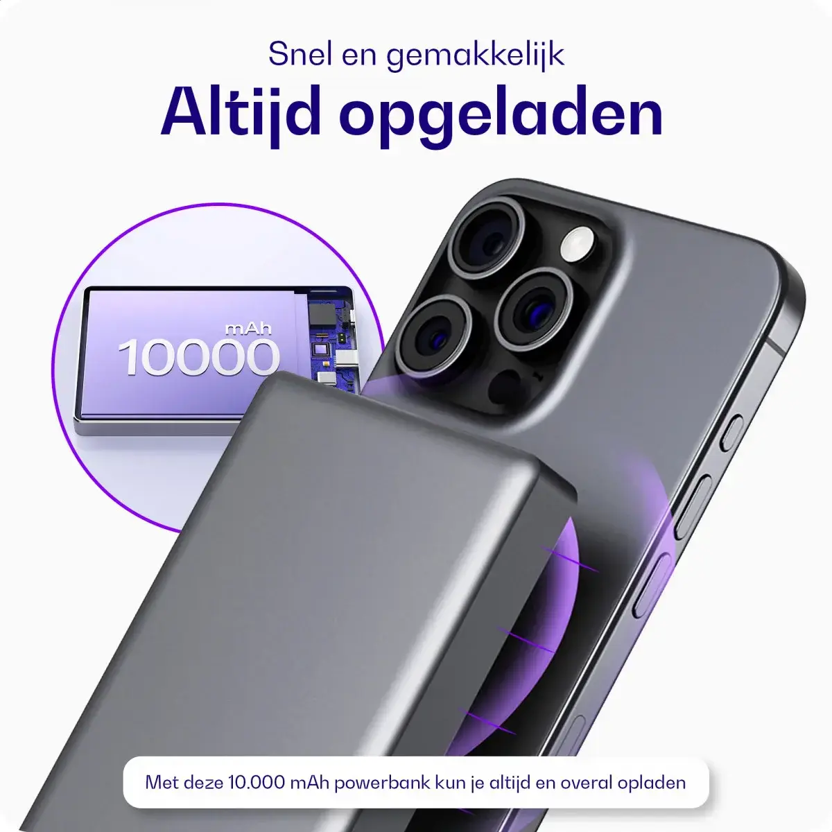 Buddi Connect 10.000 mAh MagSafe Powerbank Duo Pack Zwart 20W afbeelding 7