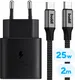 Originele Samsung 25W Power Adapter met Buddi Flex USB-C Kabel 2M Zwart