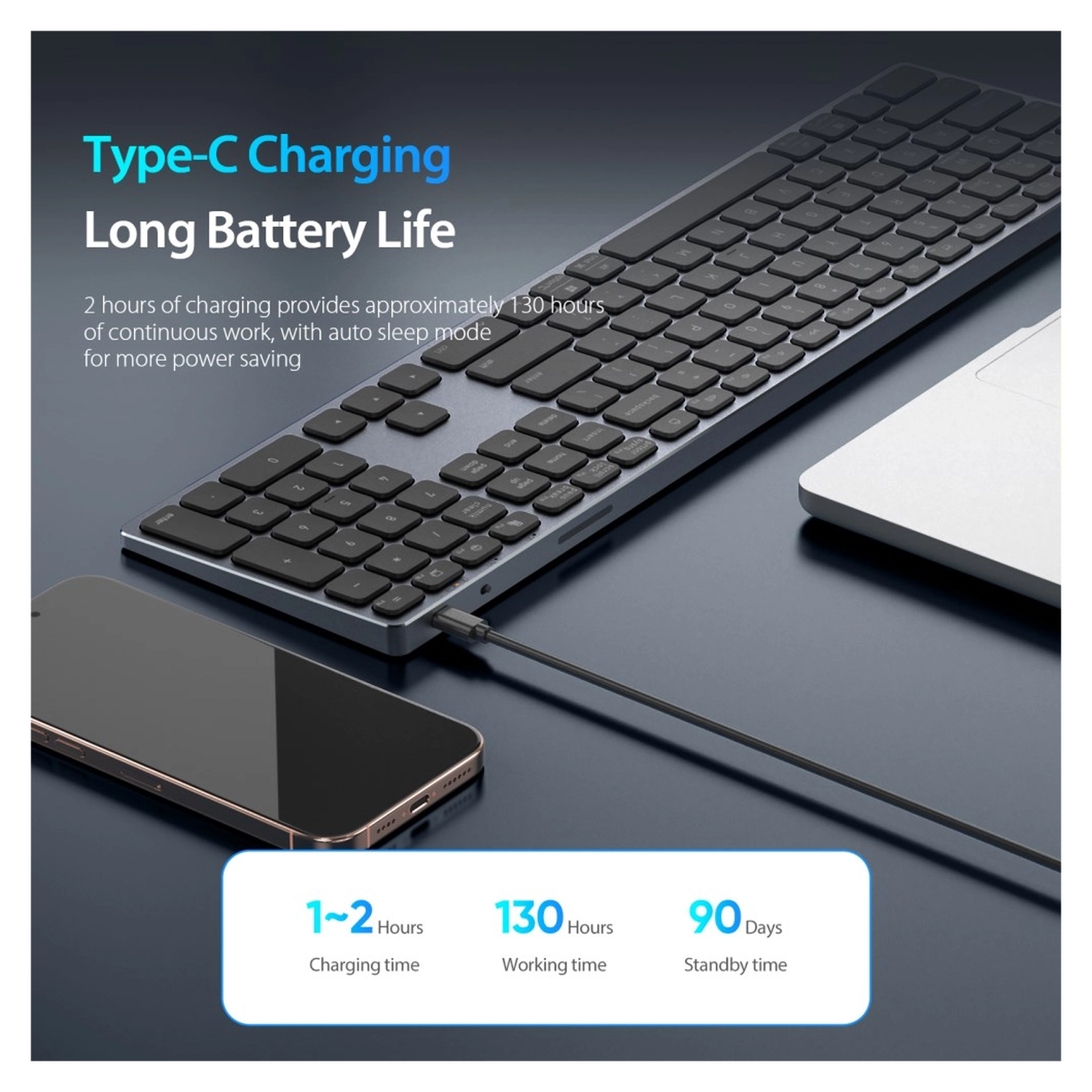 Dux Ducis LK Series Draadloos Toetsenbord Bluetooth Keyboard Zwart afbeelding 5