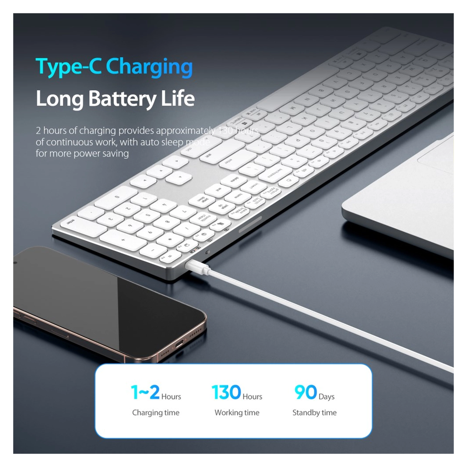 Dux Ducis LK Series Draadloos Toetsenbord Bluetooth Keyboard Wit afbeelding 5
