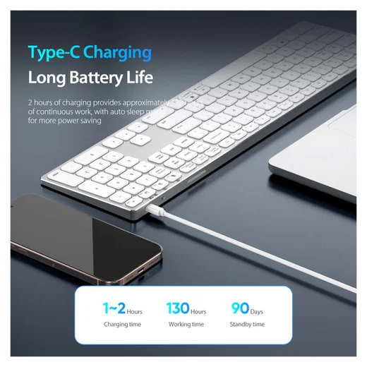 Dux Ducis LK Series Draadloos Toetsenbord Bluetooth Keyboard Wit afbeelding 5
