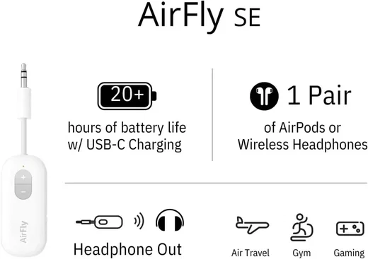 Twelve South AirFly SE Wireless Bluetooth Transmitter/Receiver 3.5mm Jack Wit afbeelding 9