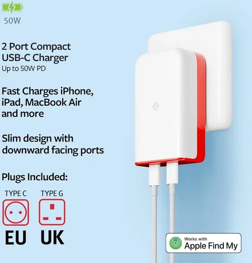 Twelve South PlugBug 2-in-1 PD USB-C Oplader met Apple Find My 50W afbeelding 2
