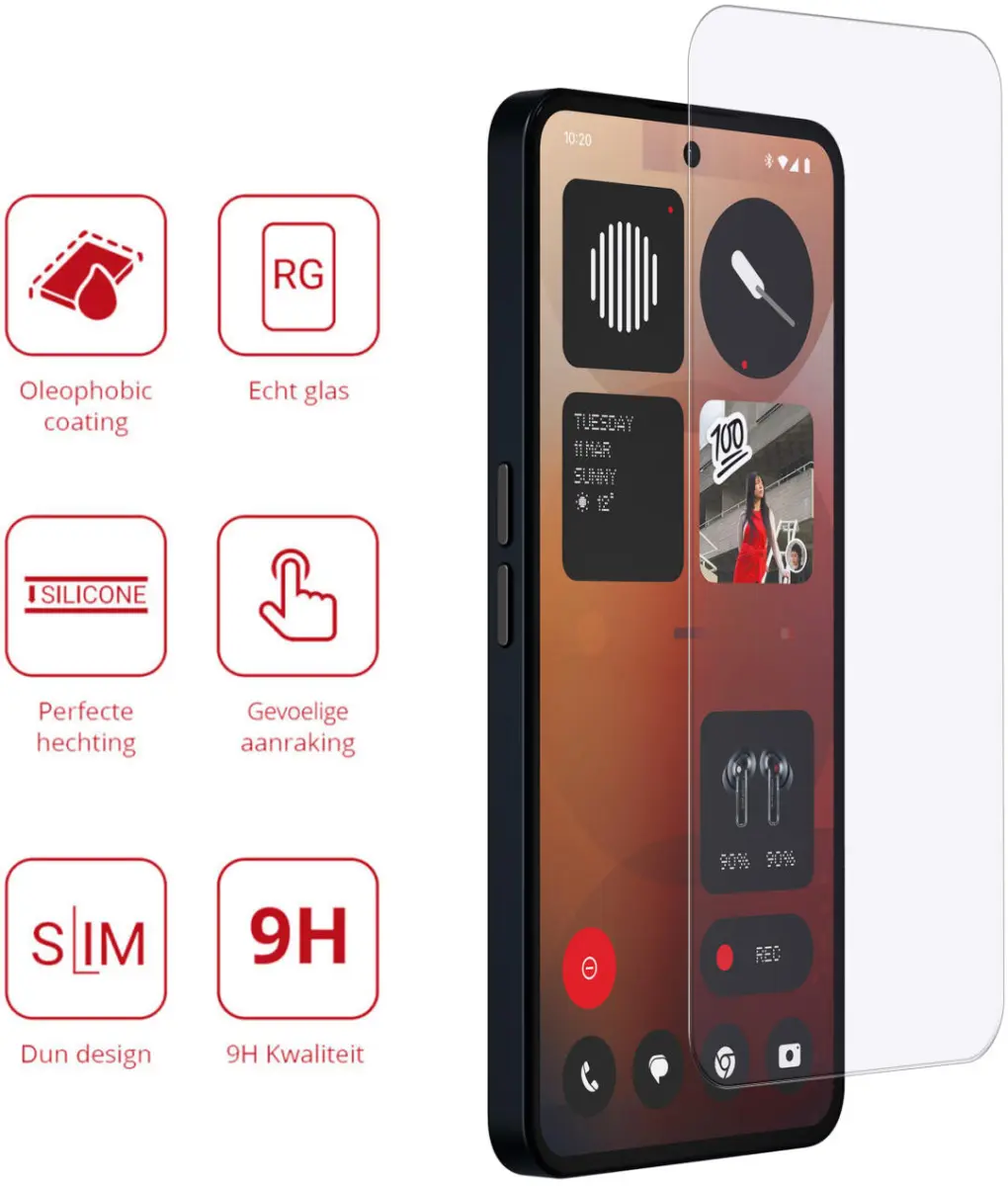 Rosso Nothing Phone (3a) / (3a) Pro 9H Tempered Glass Screen Protector afbeelding 2