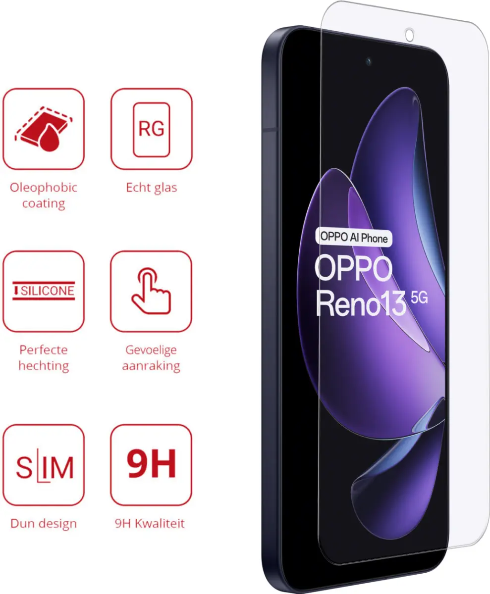 Rosso Oppo Reno 13 9H Tempered Glass Screen Protector afbeelding 2
