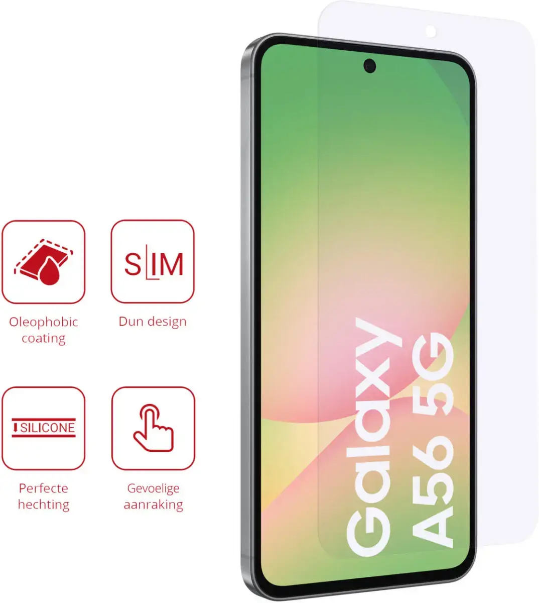 Rosso Samsung Galaxy A56 Screen Protector Case Friendly Folie Duo Pack afbeelding 2
