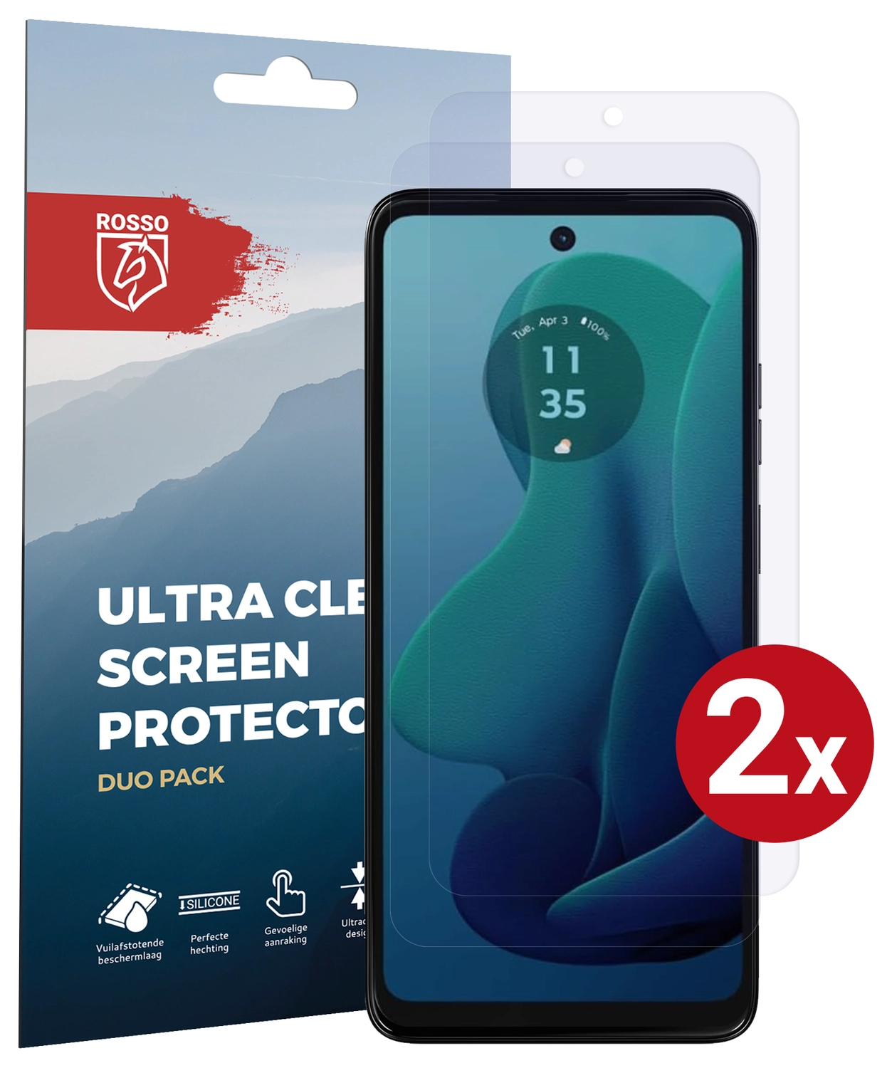 Rosso Motorola Moto G 5G (2024) Screen Protector Case Friendly Folie Duo Pack afbeelding 1
