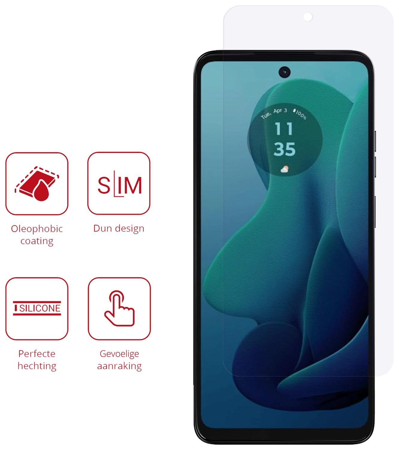 Rosso Motorola Moto G 5G (2024) Screen Protector Case Friendly Folie Duo Pack afbeelding 2