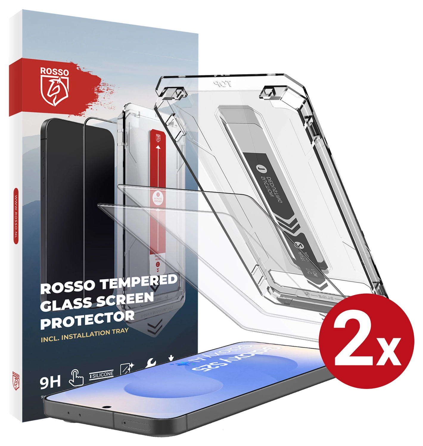Rosso Samsung Galaxy S25 Tempered Glass met Installatietray (2-Pack) afbeelding 1