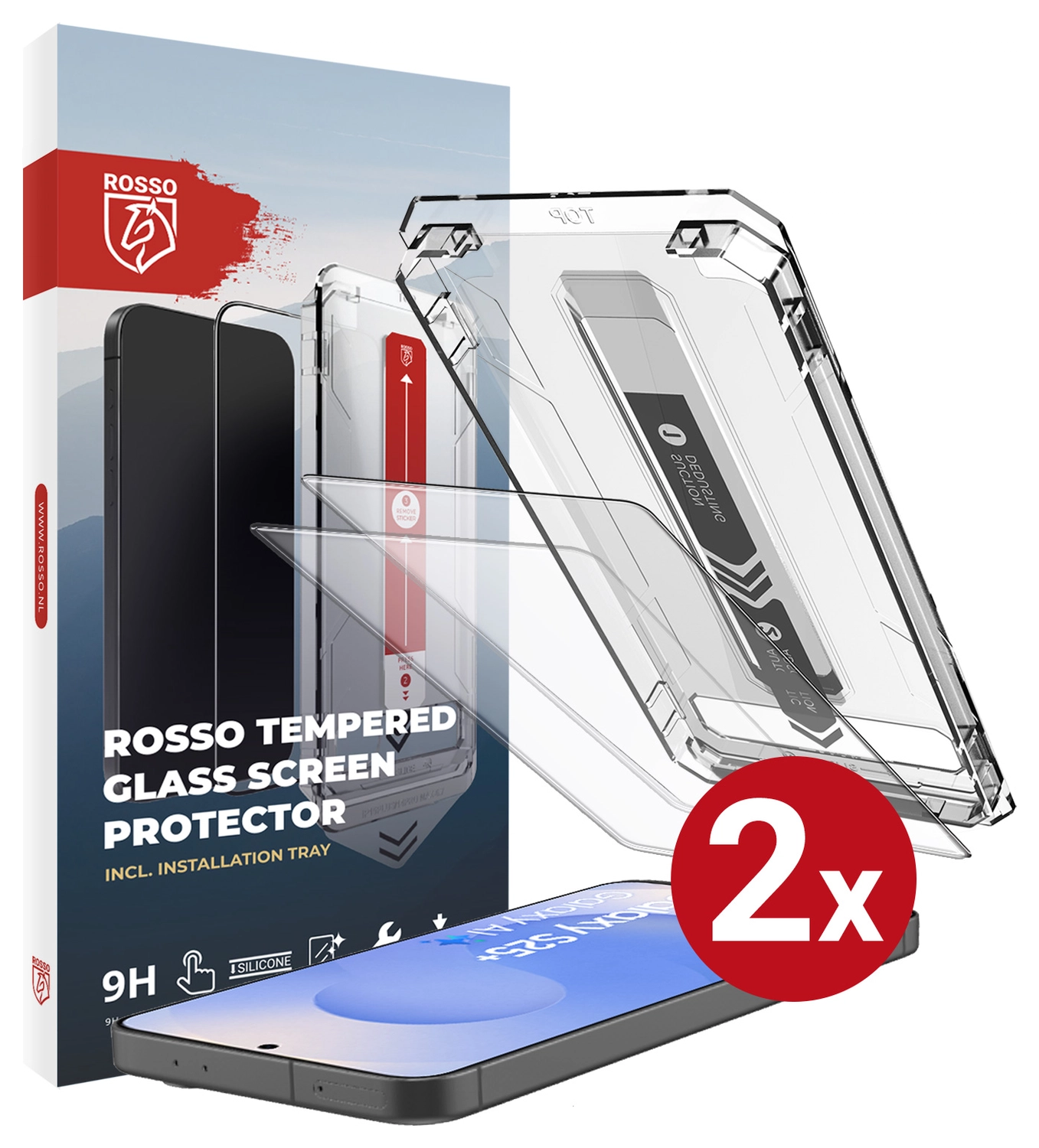 Rosso Samsung Galaxy S25 Plus Tempered Glass met Installatietray (2-Pack) afbeelding 12