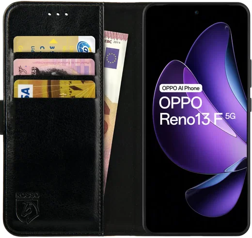 Rosso Element Oppo Reno 13 F Hoesje Book Case Wallet Zwart afbeelding 1