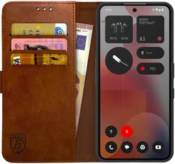 Rosso Element Nothing Phone (3a) Pro Hoesje Book Case Wallet Bruin afbeelding