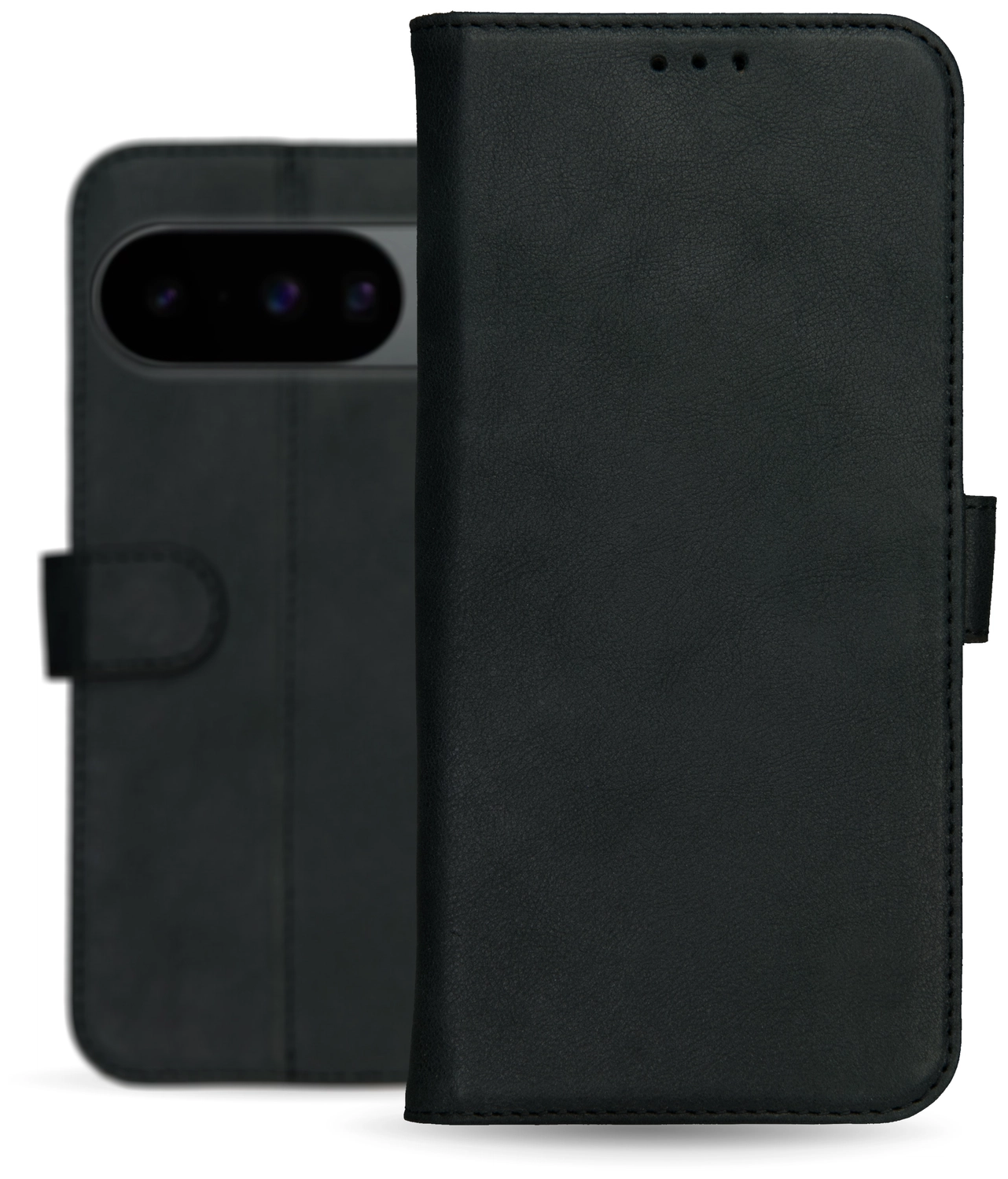 Rosso Deluxe Google Pixel 10 / 10 Pro Hoesje Echt Leer Book Case Zwart afbeelding 8
