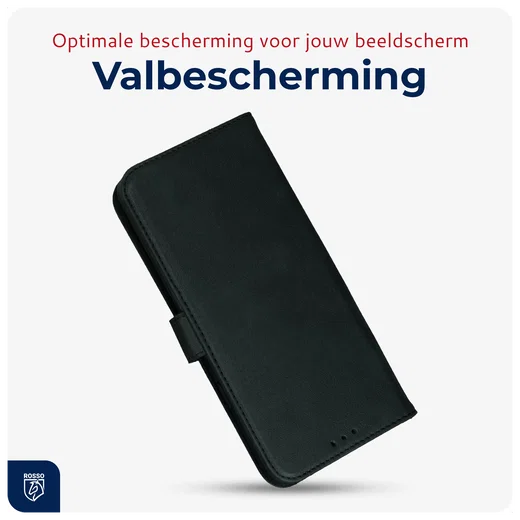 Rosso Deluxe Google Pixel 10 / 10 Pro Hoesje Echt Leer Book Case Zwart afbeelding 4