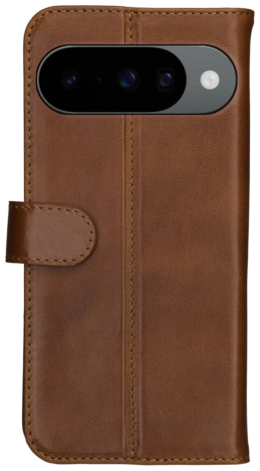 Rosso Deluxe Google Pixel 10 / 10 Pro Hoesje Echt Leer Book Case Bruin afbeelding 1