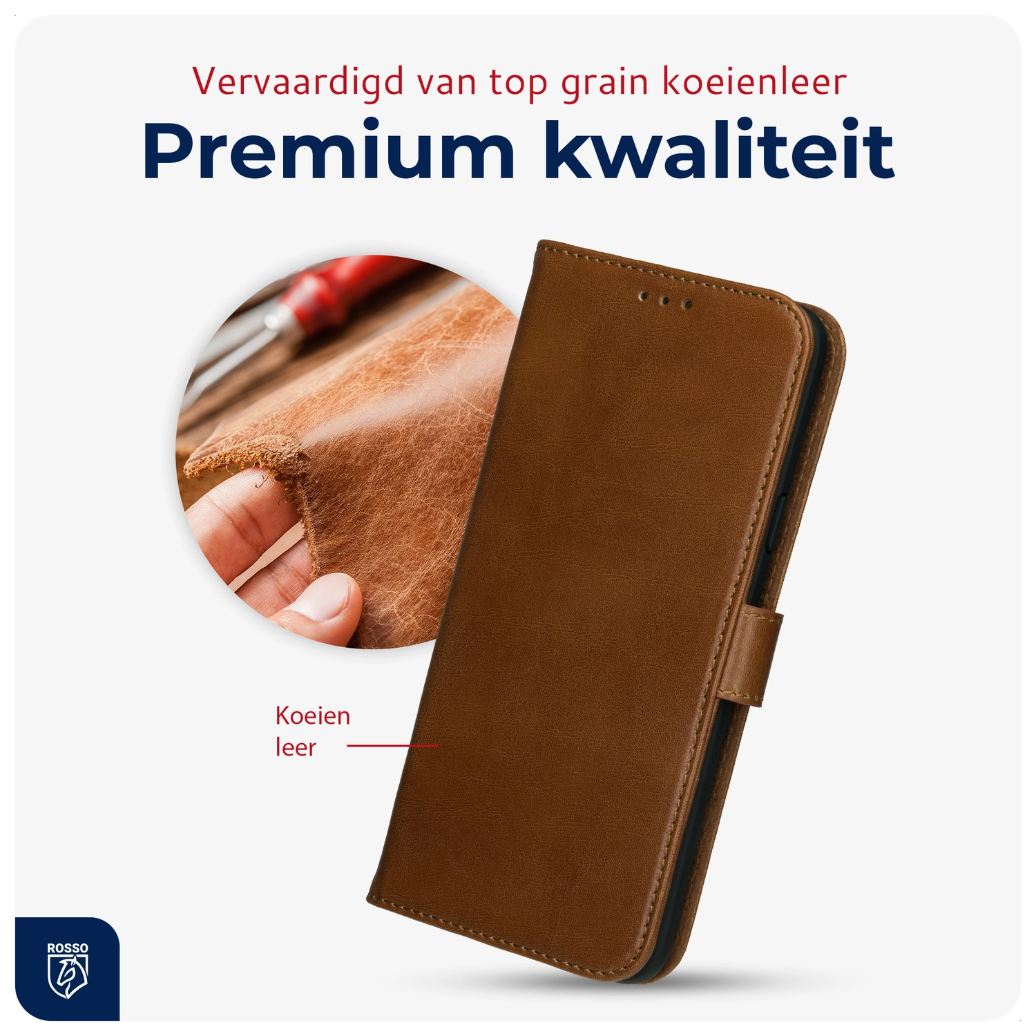 Rosso Deluxe Google Pixel 10 / 10 Pro Hoesje Echt Leer Book Case Bruin afbeelding 2
