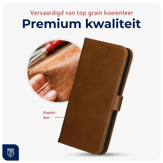 Rosso Deluxe Google Pixel 10 / 10 Pro Hoesje Echt Leer Book Case Bruin afbeelding 2