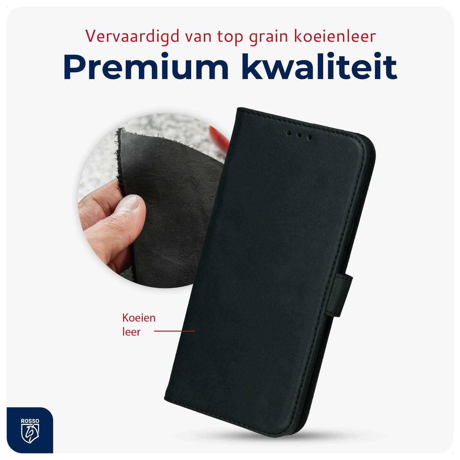 Rosso Deluxe Google Pixel 10 Pro XL Hoesje Echt Leer Book Case Zwart afbeelding 4