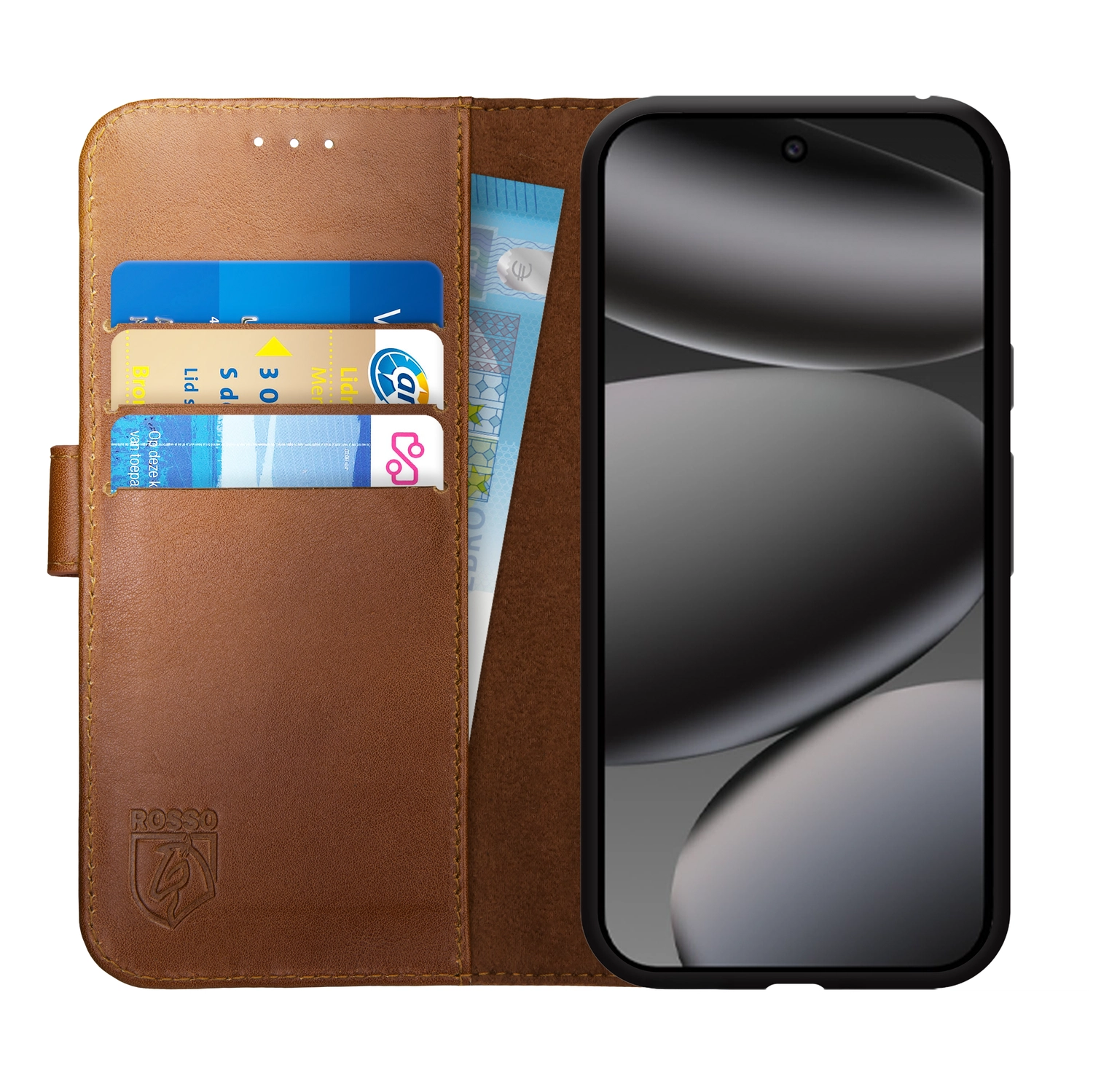 Rosso Deluxe Google Pixel 10 Pro XL Hoesje Echt Leer Book Case Bruin afbeelding 1
