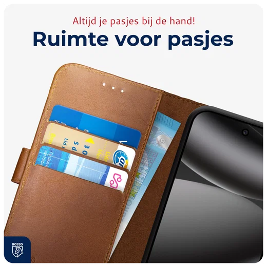 Rosso Deluxe Google Pixel 10 Pro XL Hoesje Echt Leer Book Case Bruin afbeelding 6