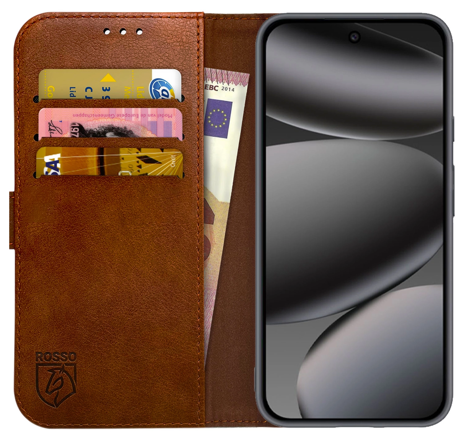 Rosso Element Google Pixel 10 Pro XL Hoesje Book Case Wallet Bruin afbeelding 1