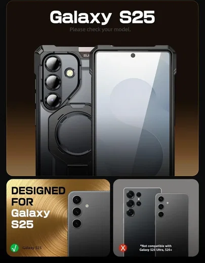SUPCASE UB Grip Samsung Galaxy S25 Hoesje MagSafe / Qi2 Kickstand Zwart afbeelding 2