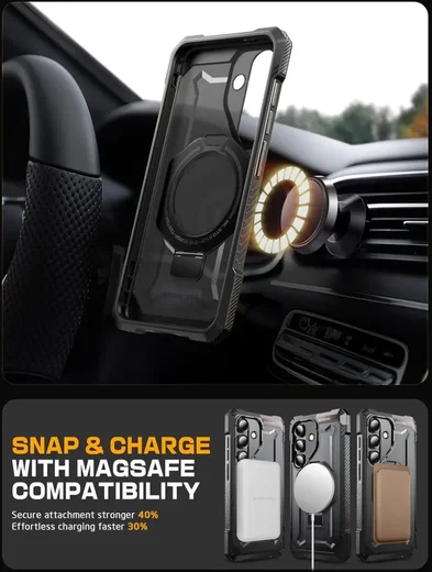 SUPCASE UB Grip Samsung Galaxy S25 Hoesje MagSafe / Qi2 Kickstand Zwart afbeelding 3
