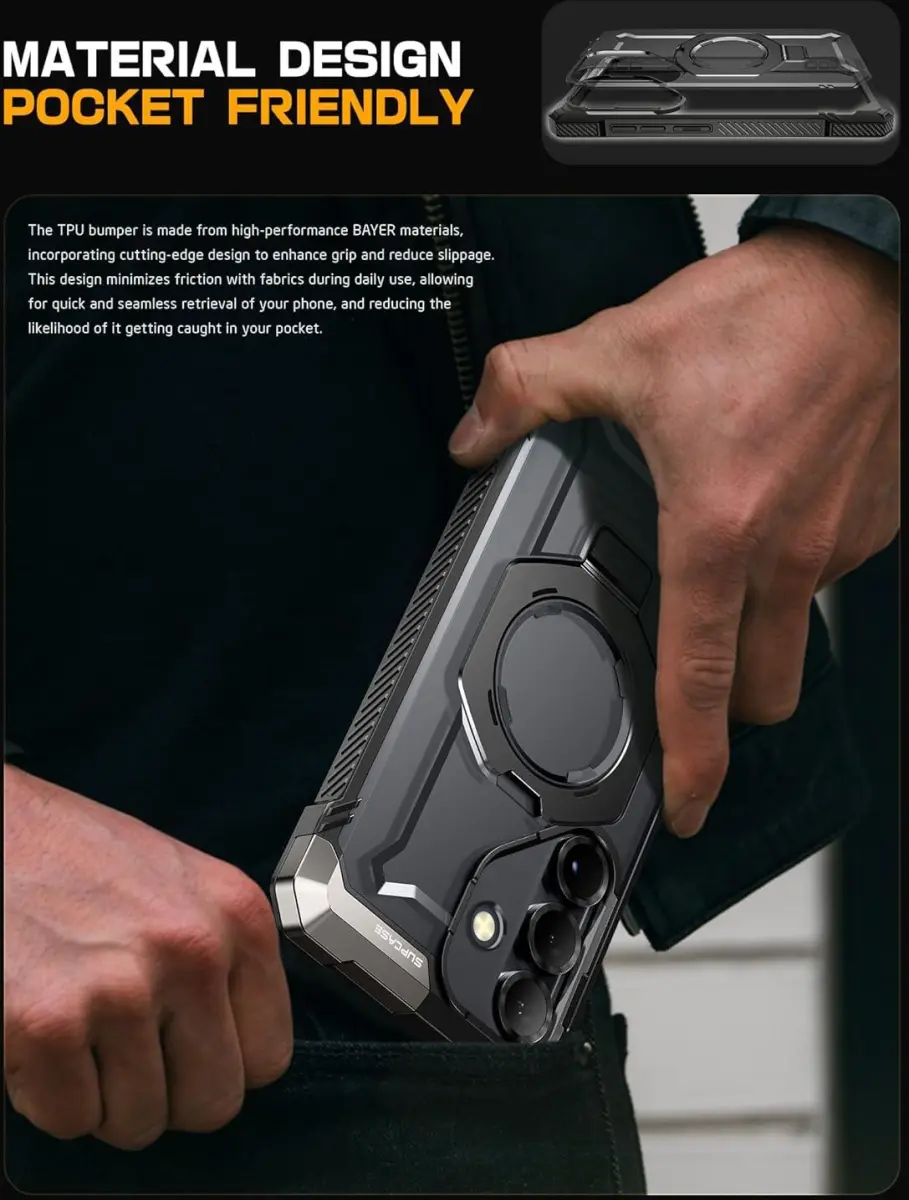 SUPCASE UB Grip Samsung Galaxy S25 Hoesje MagSafe / Qi2 Kickstand Zwart afbeelding 6