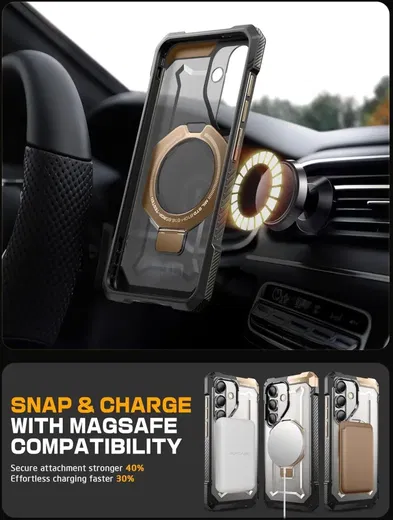 SUPCASE UB Grip Samsung Galaxy S25 Hoesje MagSafe / Qi2 Kickstand Goud afbeelding 10