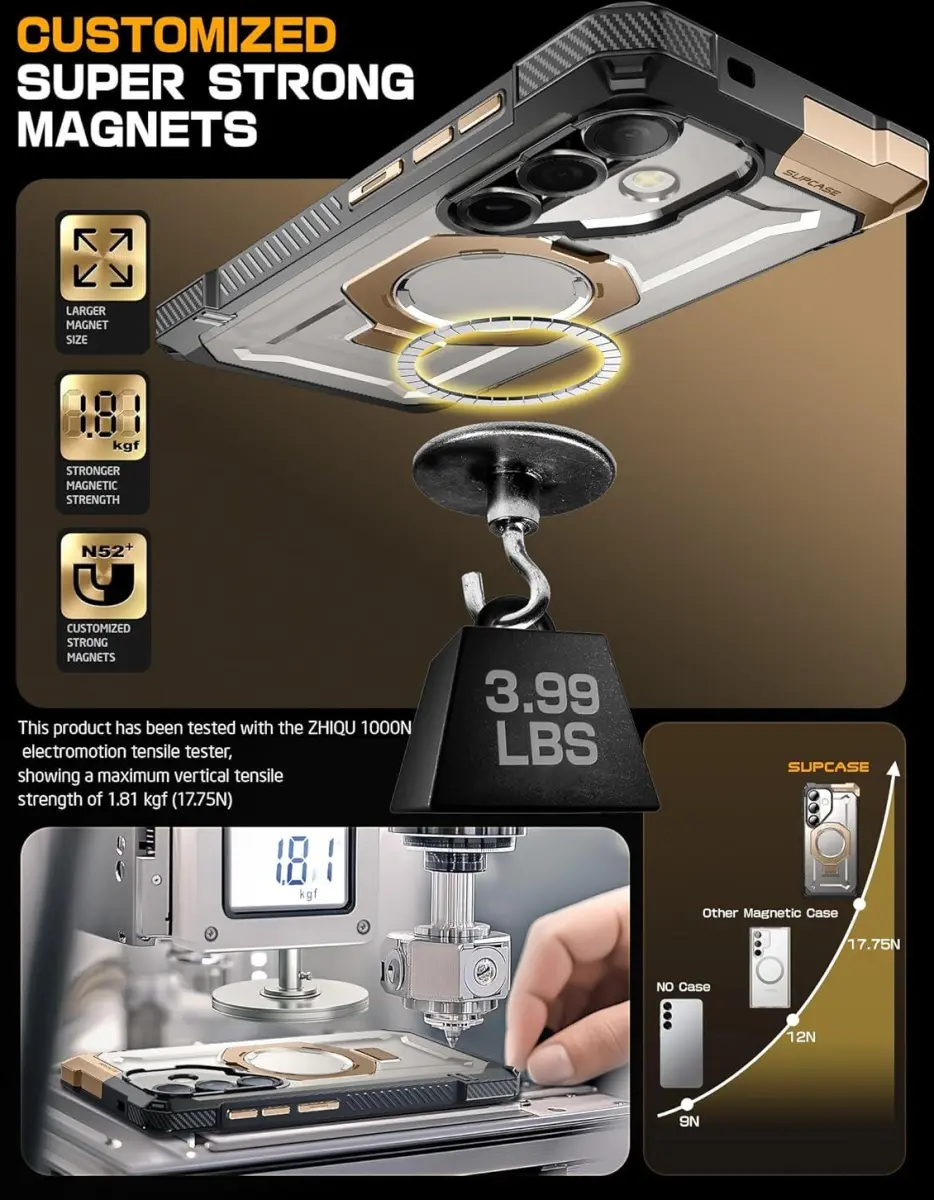SUPCASE UB Grip Samsung Galaxy S25 Hoesje MagSafe / Qi2 Kickstand Goud afbeelding 6